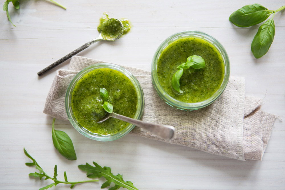 A quick and easy recipe for basil and rocket pesto