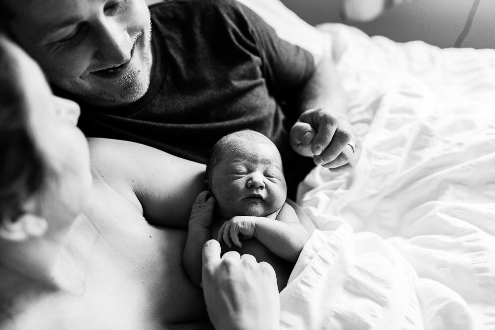 Newborn baby photography minutes after baby has been born