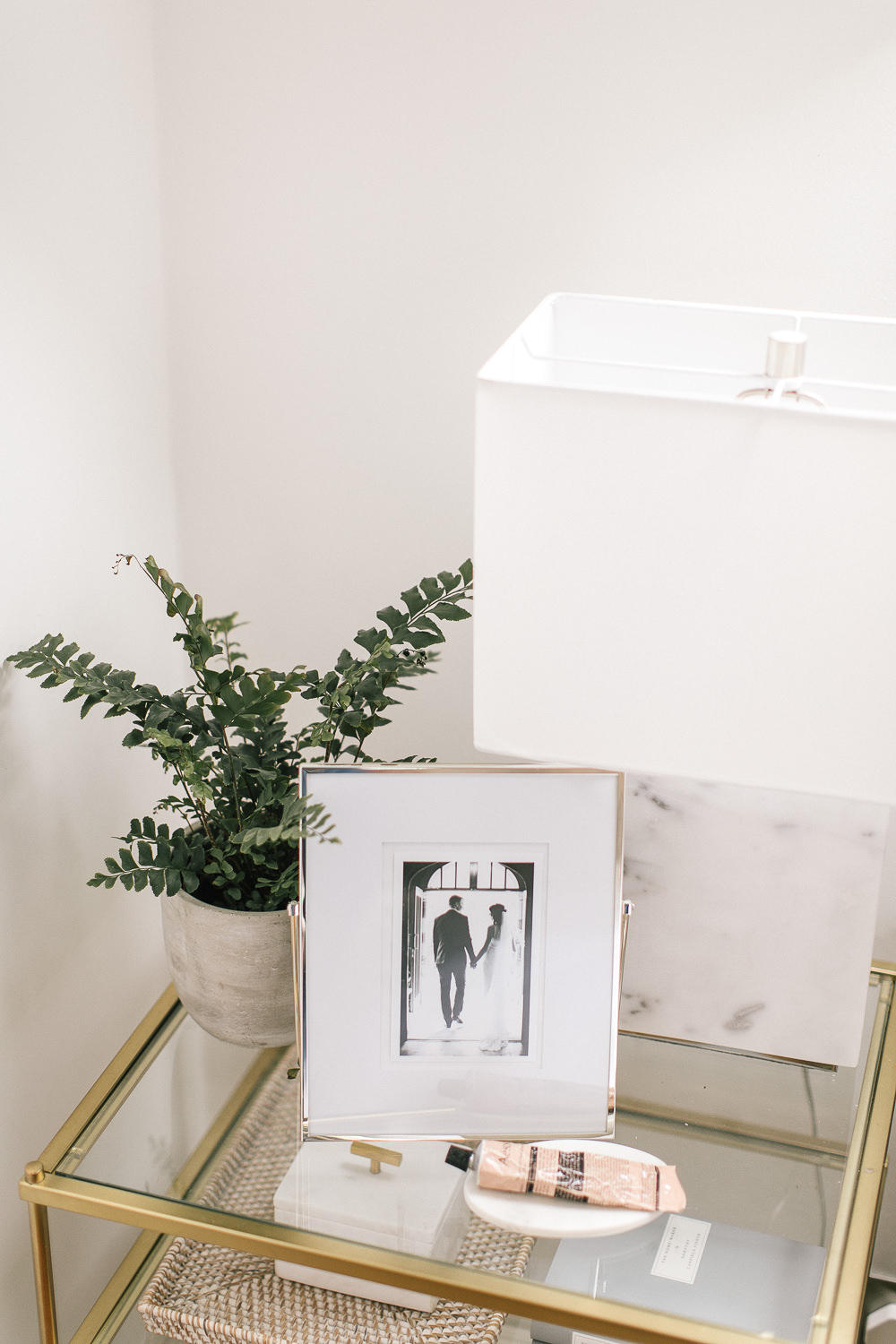 Marble Lamp from Homesense | Concrete Planter | The White Company Photo Frame