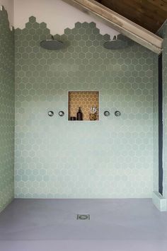 Green bathroom tiles