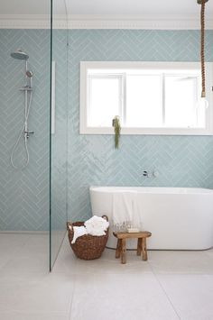 Light blue bathroom tiles