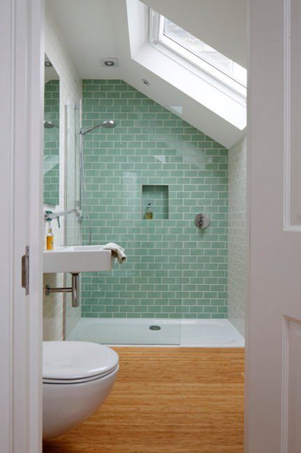 Sea green bathroom tiles