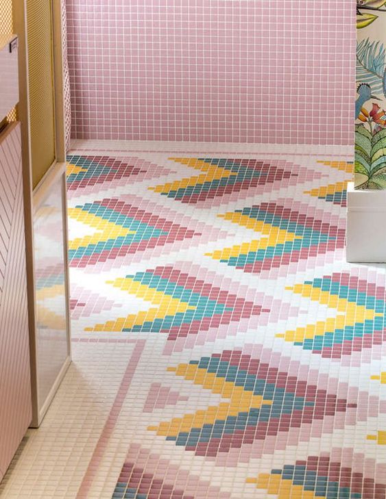 Multi-colour bathroom tiles