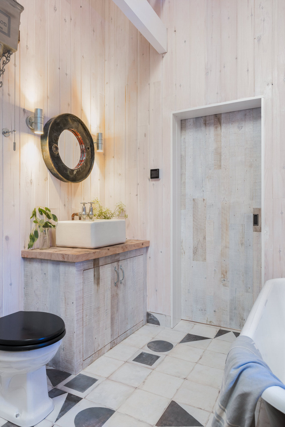 Wood and tiled bathroom