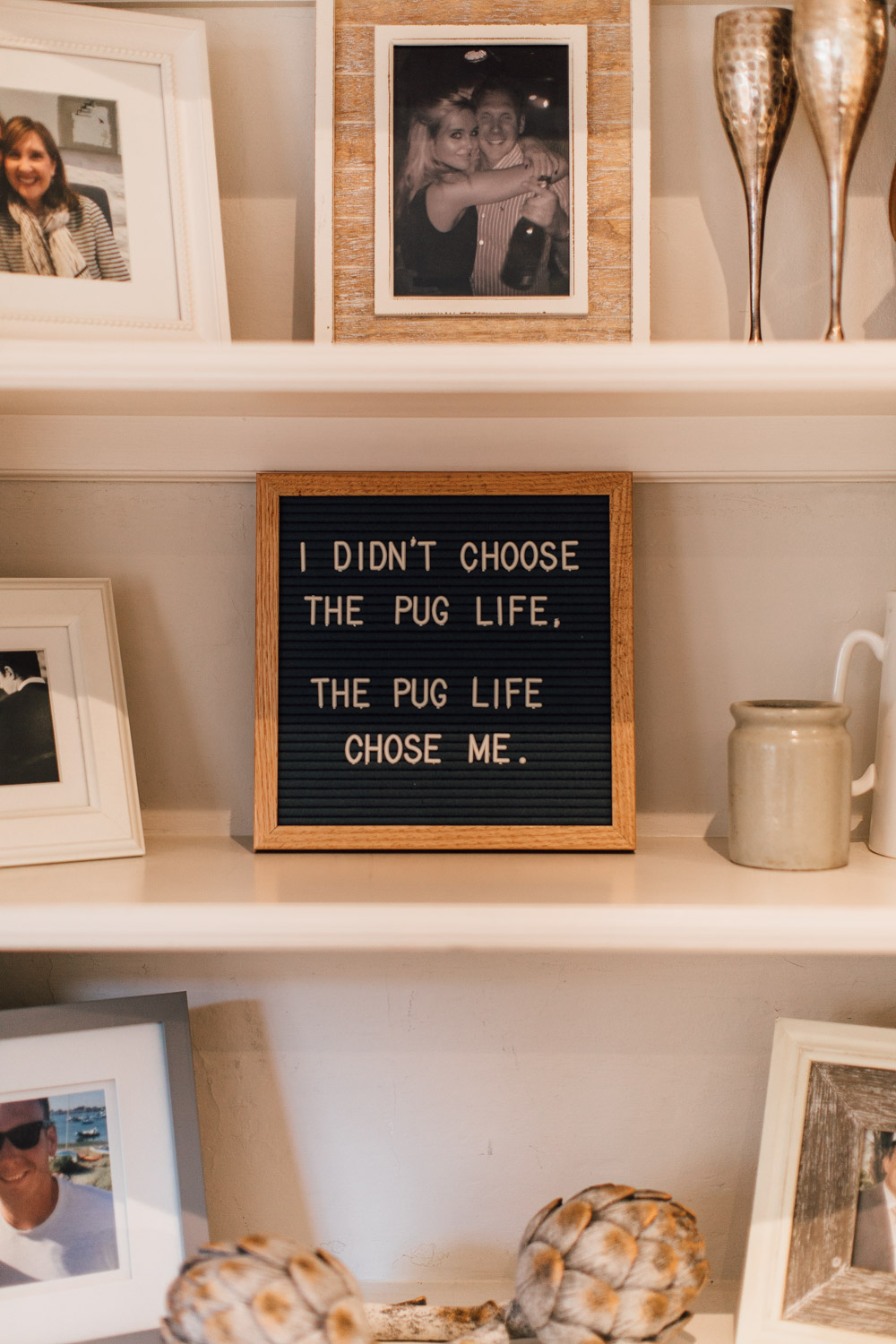 Peg board with pug board quotes