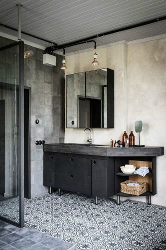 Stone grey bathroom tiles