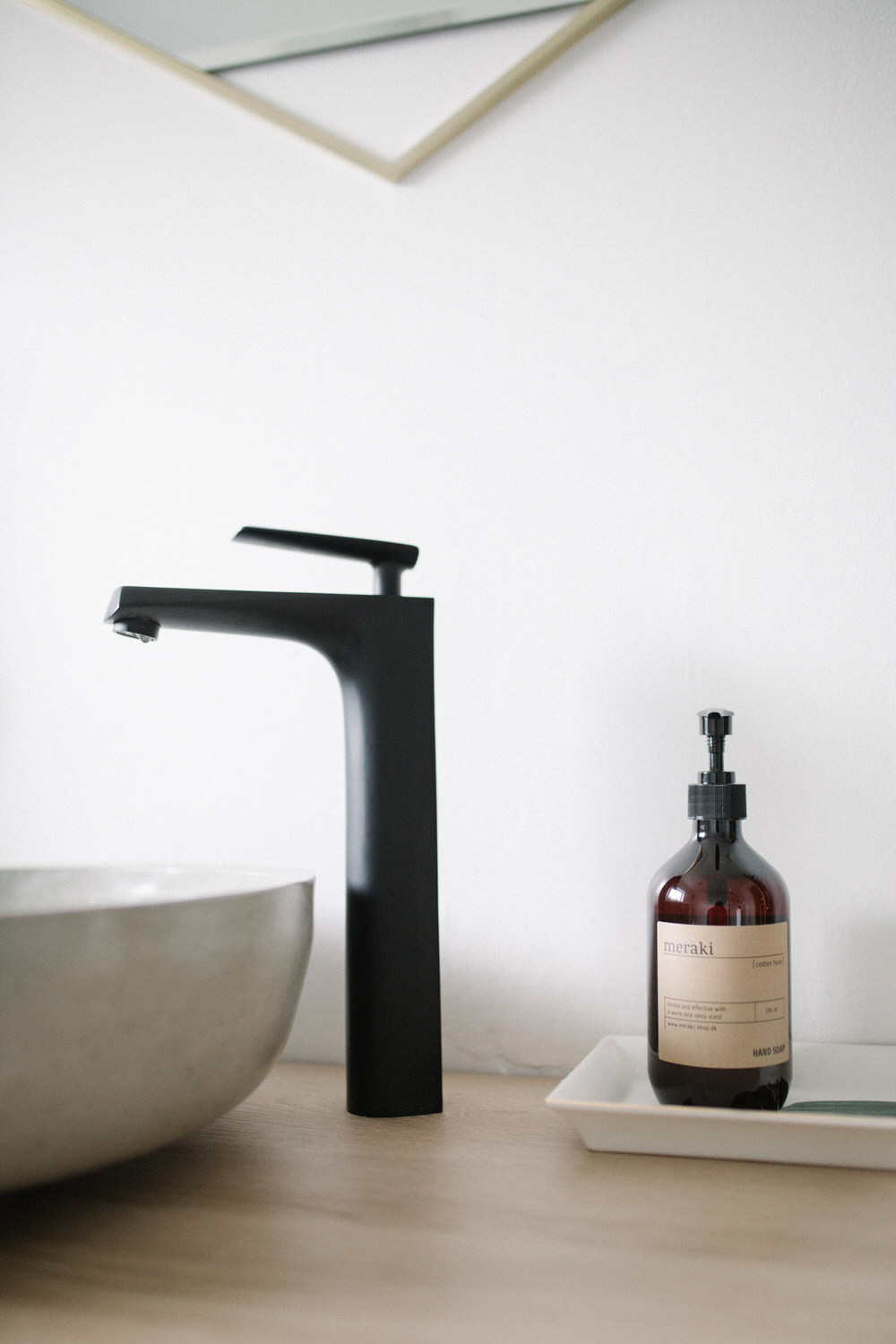 Amazon black matt tap and Wickes hanging unit with basin from Etsy