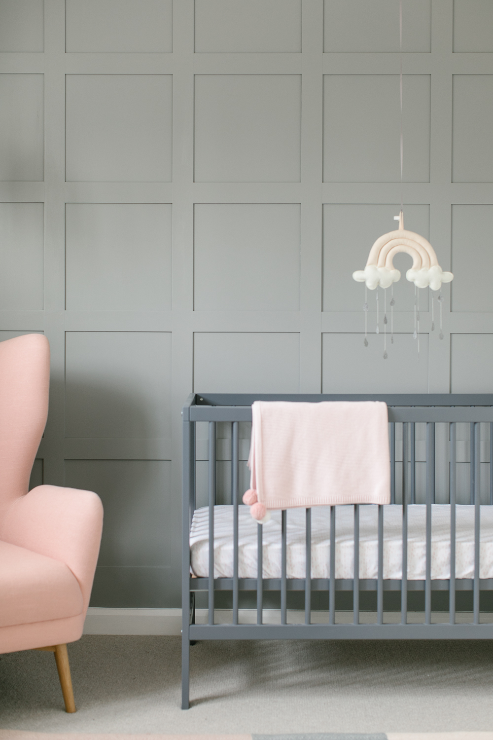 Pink and grey baby nursery