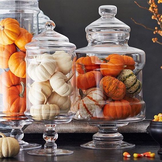 Pumpkins in glass jars