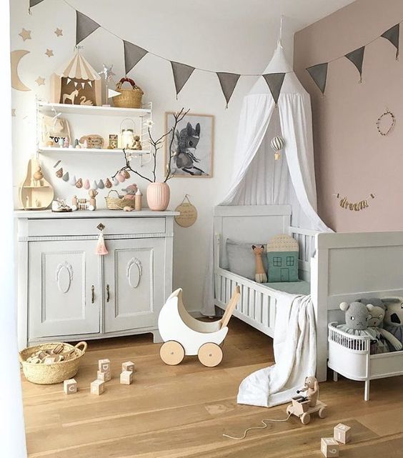 Grey bunting in a children's room