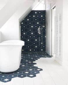 Hexagonal bathroom tiles