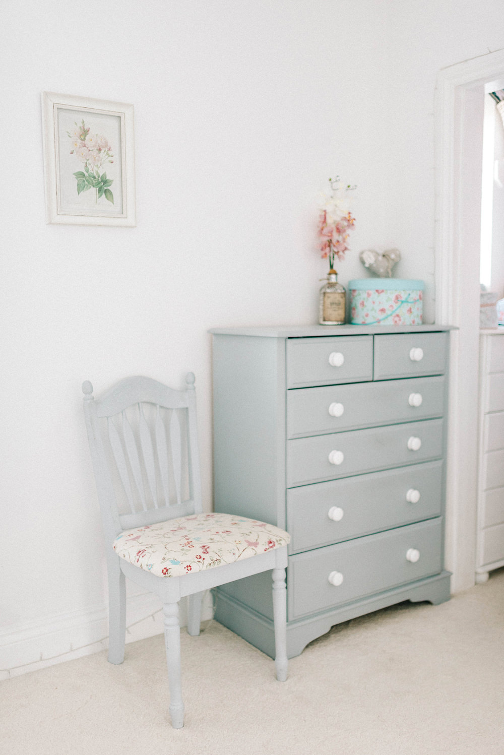 Painted furniture and vintage style bed
