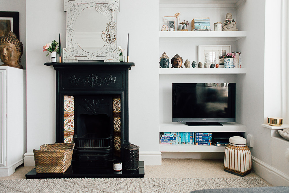 Fireplace and alcove shelving