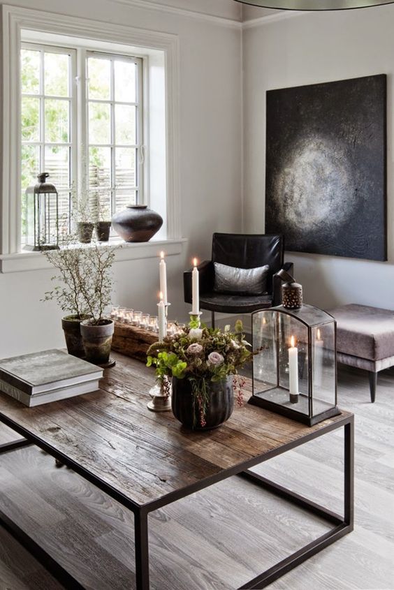 Stylish Monochrome And Grey Living Room Inspiration With Greenery And Wood Accents
