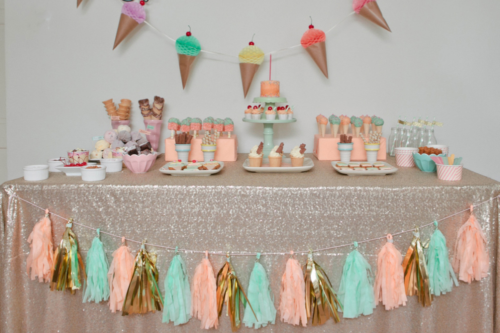 Dessert Bar | Ice Cream Party Decor for First Birthday Party