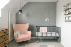 Wooden Panelling in gender neutral nursery